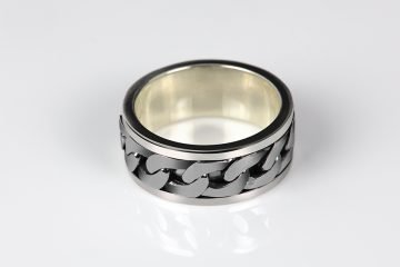 anello in argento 925 con motivo a catena grumetta