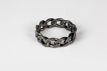 anello in argento 925 martellato a catena grumetta